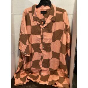 T100-Men’s No Boundaries Peach & Brown Button Up shirt Size 5 X Large